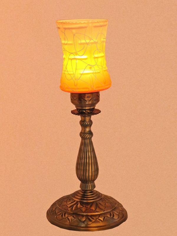 AFAST New Designer Bed Corner & Central Table Lamp With Colorful Decorative Glass And Royal Look High Quality Stand AE7 Table Lamp  (55 cm, Multicolor, Gold)
