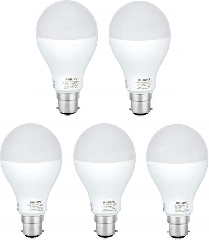PHILIPS 17 W Round B22 LED Bulb  (White, Pack of 5)