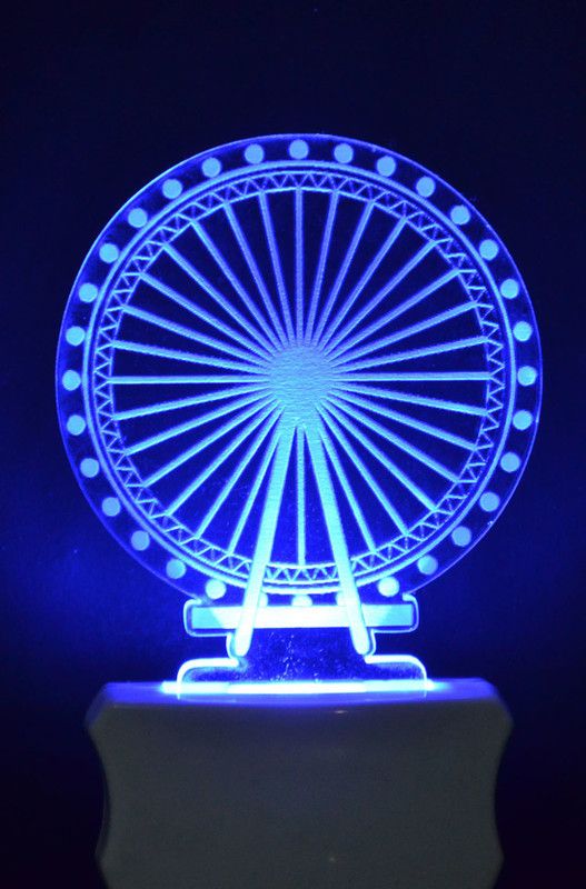 A Singh The Giant Wheel 3D Illusion Night Lamp Comes with 7 Multicolor and 3D Illusion Design Suitable for Room,Drawing Room,Lobby Night Lamp  (12 cm, White)