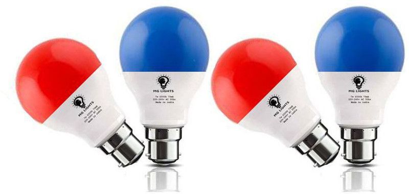 mg lights 7 W Arbitrary B22 LED Bulb  (Blue, Red, Pack of 4)