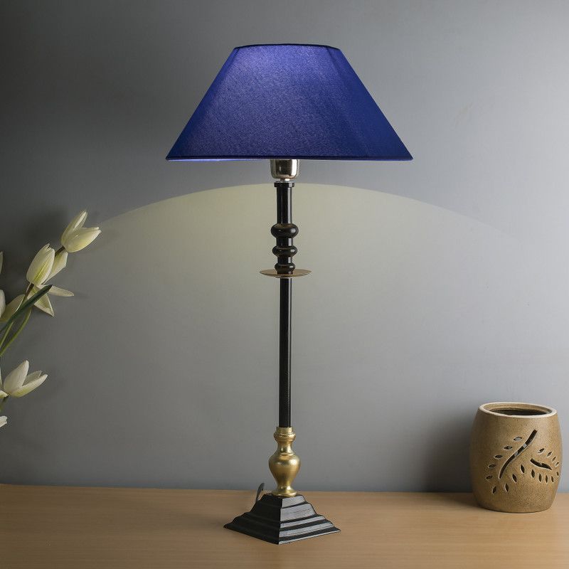 Homesake Classic Imperial Black Golden Riveria Table Lamp, Blue Cone Shade Table Lamp  (65 cm, Purple, Black)