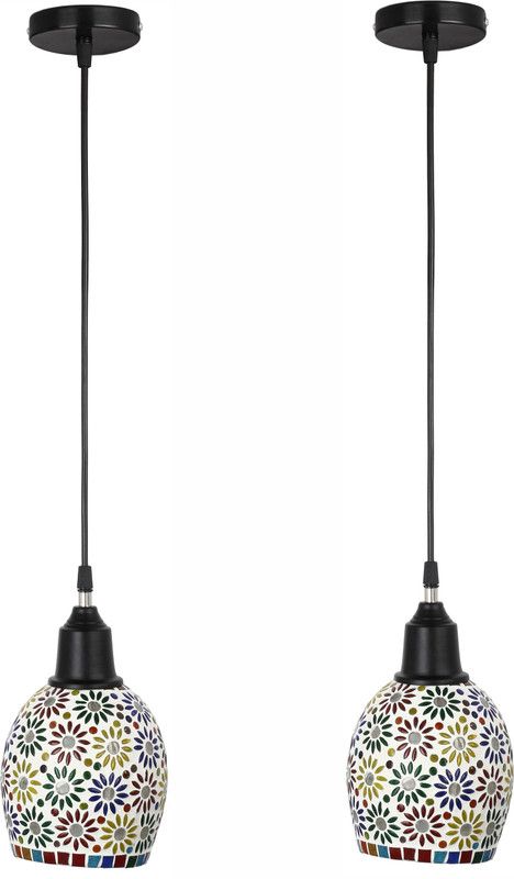 AFAST New Launch Decorative Colorful Mozac Pendant Hanging Ceiling Lamp Ornamented With Magical (Set Of Two)AR-58 Pendants Ceiling Lamp  (Multicolor)