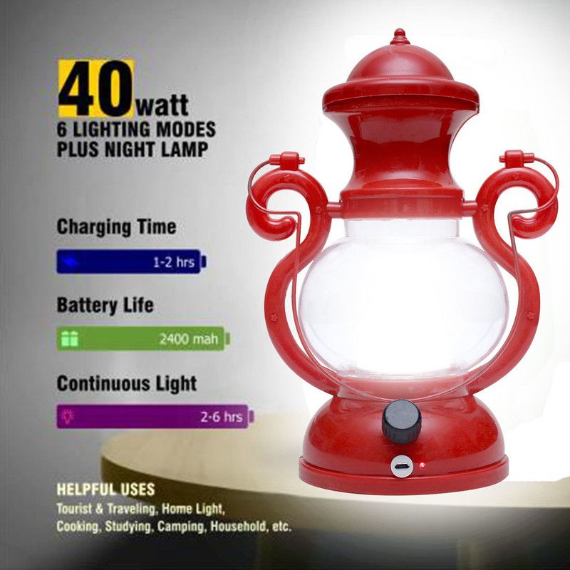 Oximus Table lamp Emergency light Decoration With solar 5g plus Usb charging Table Lamp  (20 cm, Red)