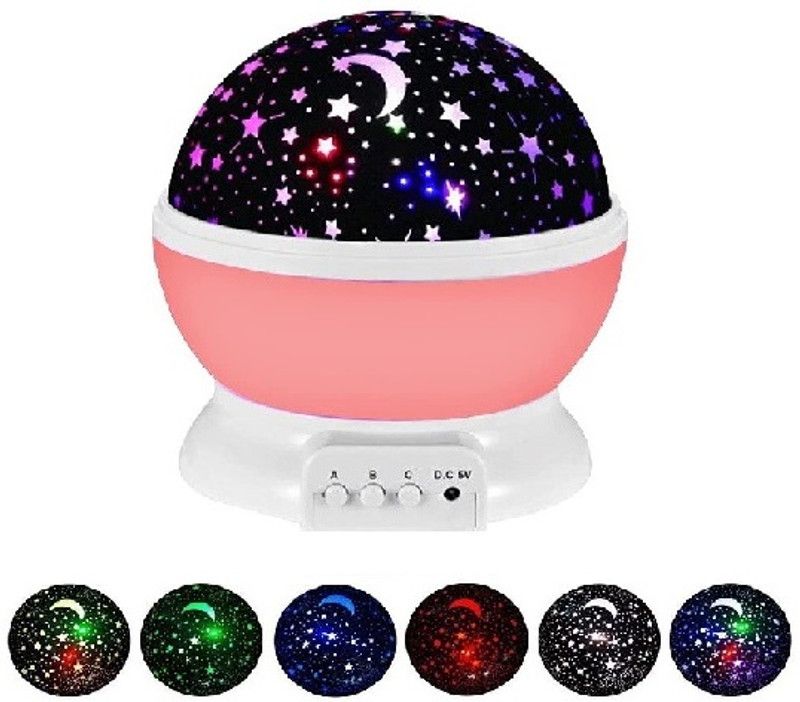 LED coloured night light star Master projection lamp 360 degree rotation Night Lamp  (10 cm, Pink)