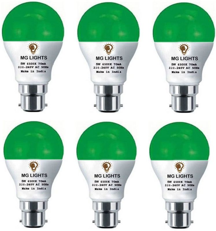 mg lights 5 W Arbitrary B22 LED Bulb  (Green, Pack of 6)