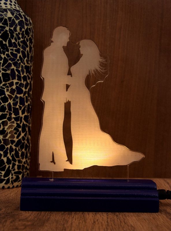 GORVA The Couple 3D illusion Acrylic Table Lamp(Color-Violet) Table Lamp  (17 cm, Violet)