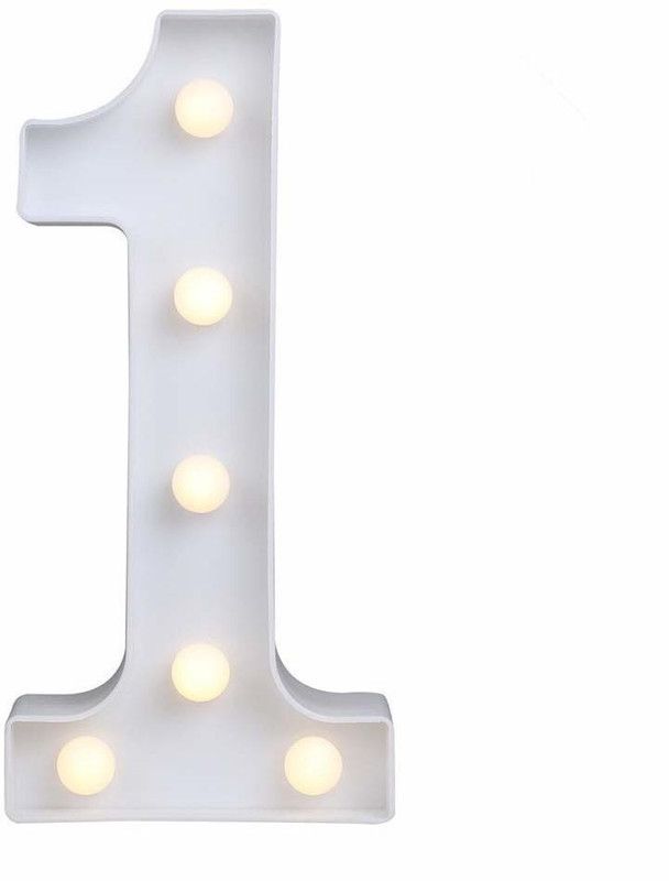 NYRWANA DELIVERING SMILES IN INIDA Battery Powered LED Marquee Letter/Alphabet Warm White Lights (Number - 1) Table Lamp  (22.4 cm, 1)