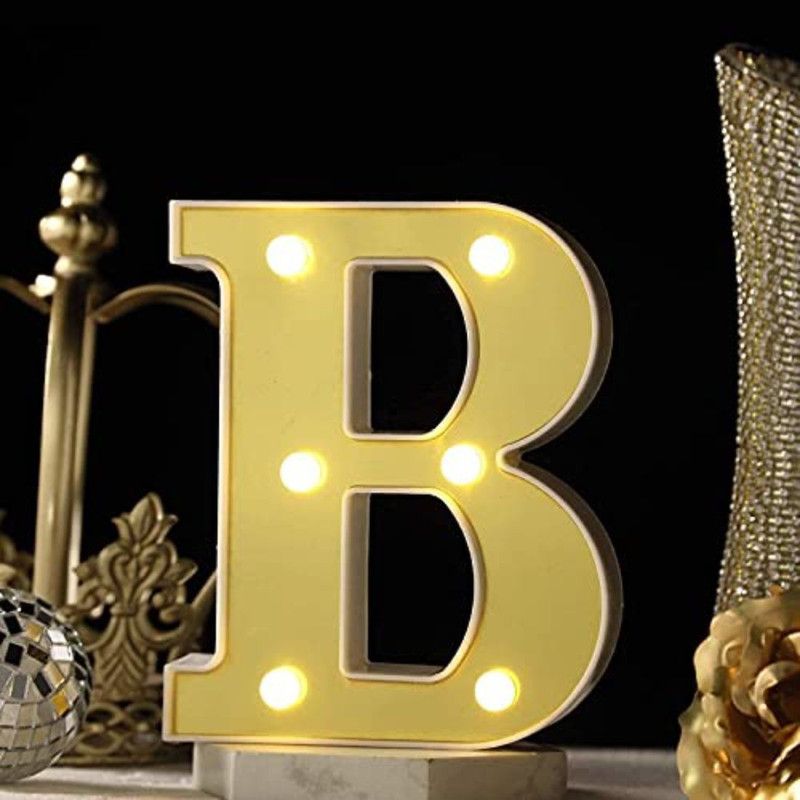 Satyam Kraft Marquee Alphabet Shaped Led Light for Home Decoration and Wall Lamp, Golden, 1 Piece (B) Table Lamp  (16 cm, Golden)