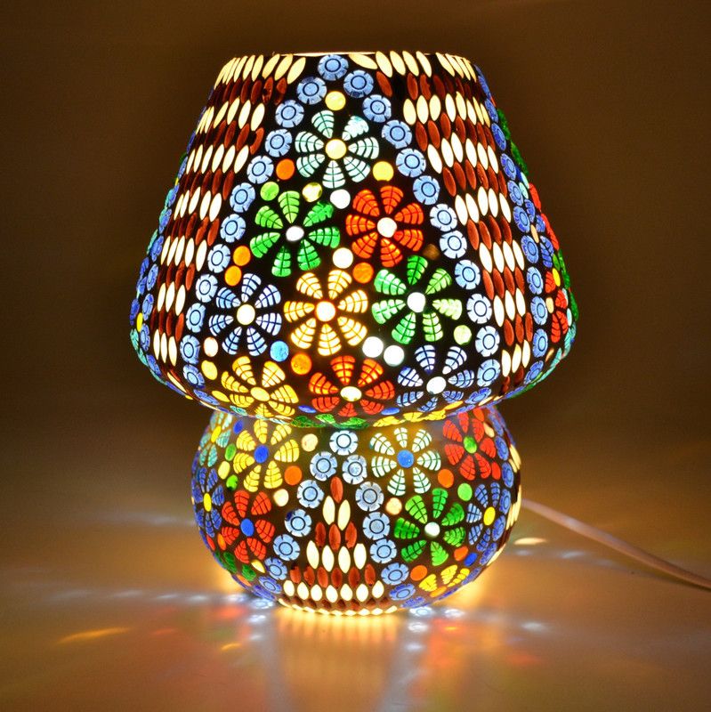 DESHILP OVERSEAS Handicrafted Colorful Mosaic Table Lamp Table Lamp  (24 cm, Multicolor)