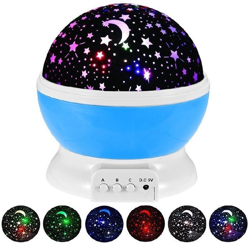 Colourful Star Master LED Night Light Projection Lamp 360º rotation Night Lamp  (10 cm, Blue)