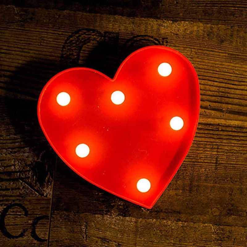 XERGY Marquee Lighted Sign 'Heart' Shaped LED Light Battery Operated, Red Color, Size(5.90x6.02x1.18) Inches Work from Home Desk Accessories (Pack of 1) Table Lamp  (3 cm, Red)