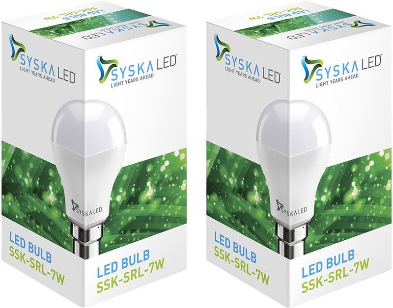 Syska Led Lights 7 W Standard B22 LED Bulb  (White, Pack of 2)