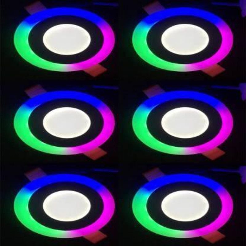Online Generation 6 Pieces of 6+3 Round Blue Double Color Blue & White Ceiling Light, 6 Adapters Recessed Ceiling Lamp  (Multicolor)