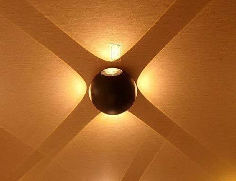 SPARC LIGHTS 12W Up Down Round Circular (4 Way) Outdoor LED Waterproof IP65 Exterior Wall Step Light Fixture 4x3 Watts (Warm White)-UPDN-WL-RD-16W-1 (1... Post Light Outdoor Lamp  (White)