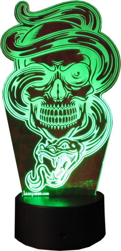 varna crafts Lampees 3D Illusion Skull with Snake Led Night Lamp  (23 cm, Black)
