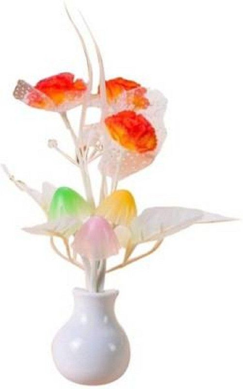KRITAM LED Matka Mushroom Flower for Home Decor Items, Multicolour Night Lamp  (10 cm, Multicolor)