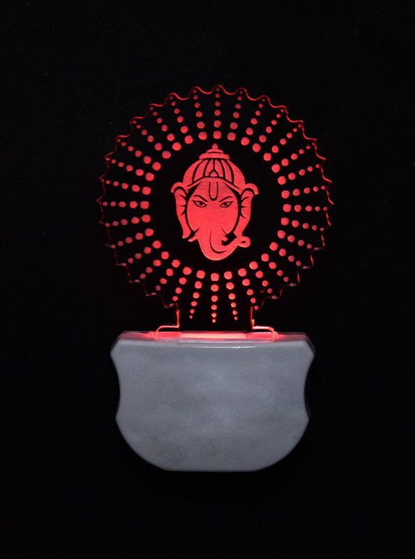 Cokey The Lord Ganesh 3D Illusion Night Lamp Comes with 7 Multicolor and 3D Illusion Design Suitable for Room,Drawing Room,Lobby Night Lamp  (12 cm, Multicolor)