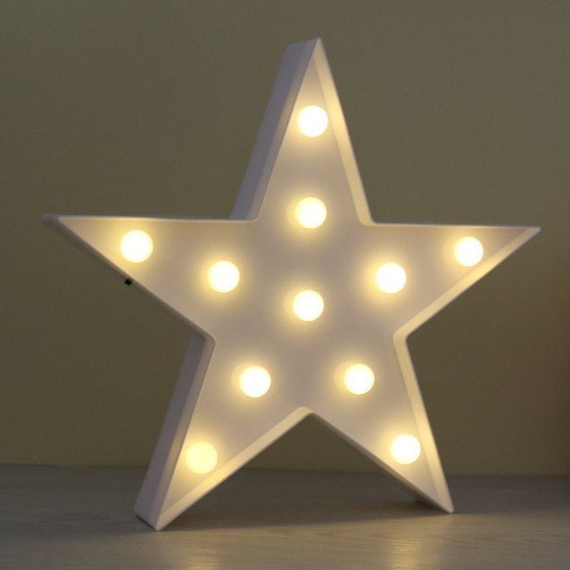 Satyam Kraft Star light Marquee light Led light Plastic Sign-Lighted Marquee Star Sign(Pack of 1) Home DeCor Battery Operated light (White) Table Lamp  (25 cm, White)