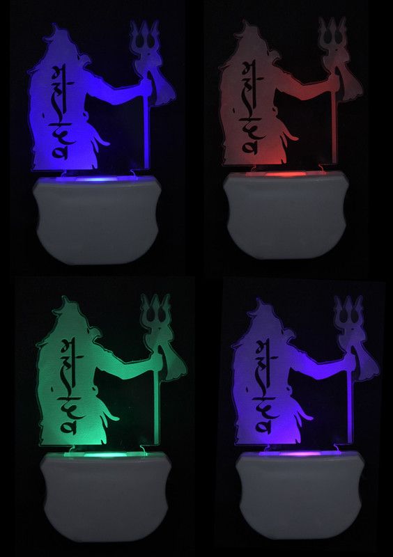 A Singh The Lord Shiv 3D illusion Led Night Lamp comes with 7 Multicolor lighting effect , Suitable for Room,Drawing Room,Lobby (Pack of 4) Night Lamp  (12 cm, Multicolor)