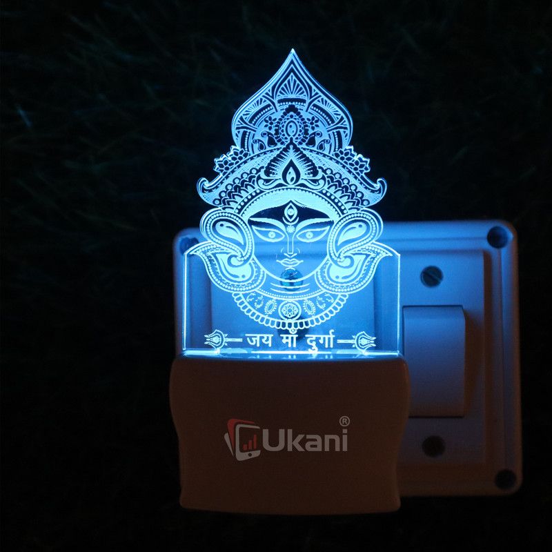 DoubleRainbow DURGA MAA Acrylic 3D Illusion RGB 7 Colour Changing LED Plug and Play Night Lamp  (6 cm, SD0103)