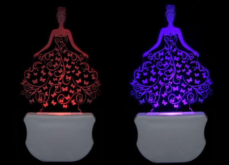 Mitansh The Bride 3D illusion Led Night Lamp comes with 7 Multicolor lighting effect Suitable for for Room,Drawing Room,Lobby (Pack of 2) Night Lamp  (12 cm, Multicolor)