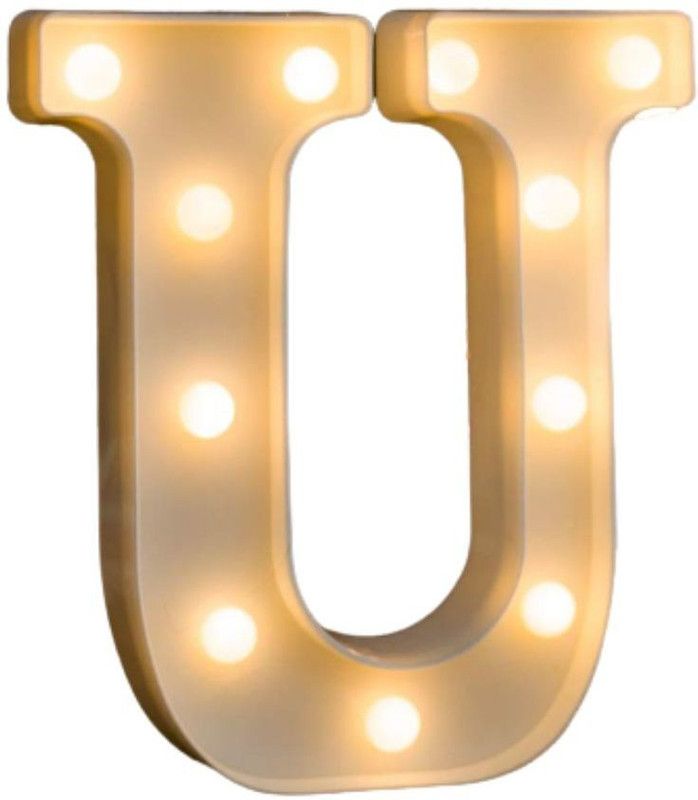 Perfect Pricee Powered LED Marquee Letter Lights, Warm White, U Shape Table Lamp  (22.5 cm, Multicolor)