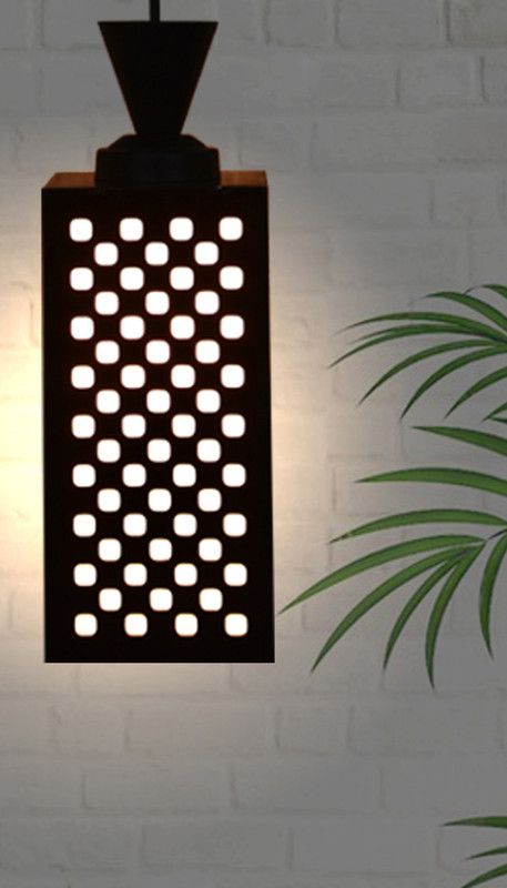 Sanvi Creations Wooden Hanging Lamp Style Hanging Lamp Creative Wood Pendant Light Lamp suitable for Living Room,Foyer,Bedroom,Hallway Pendants Ceiling Lamp  (Black)