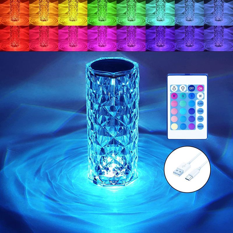 buddies cart Crystal Diamond Night Light -16 Color RGB Changing LED Lights T With USB Remote Night Lamp  (15 cm, MULTICOLOUR-01)