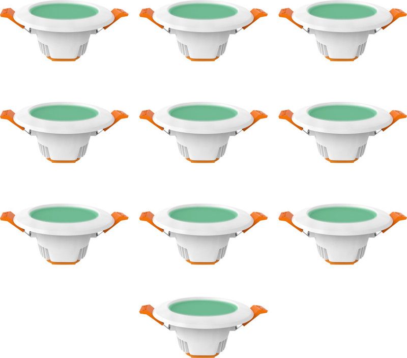 Fybros 6 Watt 80mm Cut Size Green F-Eco Ceiling Down Light 6w Round (Pack of 10) Ceiling Light Ceiling Lamp  (White)