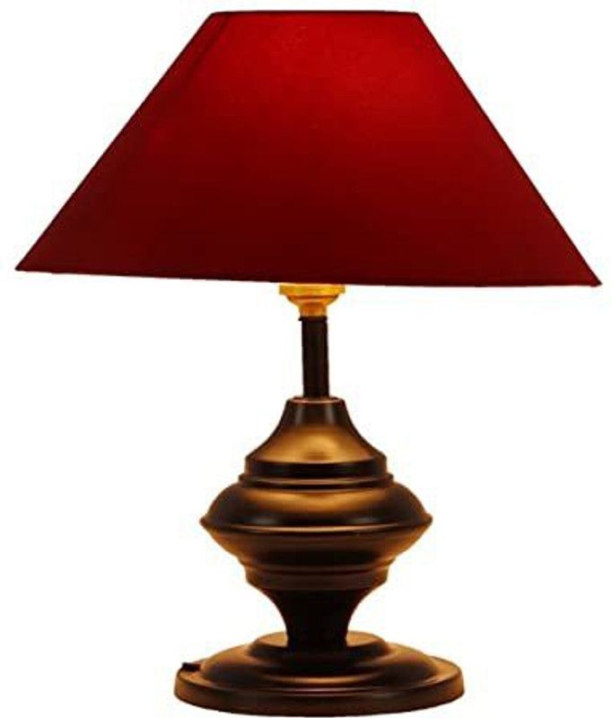 Improvhome Red Shade Table Lamp with Black Metal Base Table Lamp  (15.2 cm, Red)