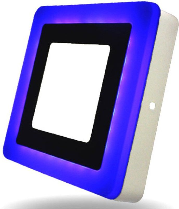 D'Mak 9 Watt White+Blue Square Surface Led Decorative Panel Light Ceiling 3D Effect Lighting (Double Color) (Pack Of 01) Ceiling Light Ceiling Lamp  (White, Blue)
