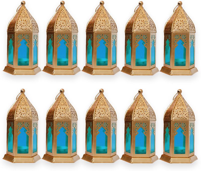 Craftox Décor Multicolor Iron Hanging Lantern  (17 cm X 9 cm, Pack of 10)