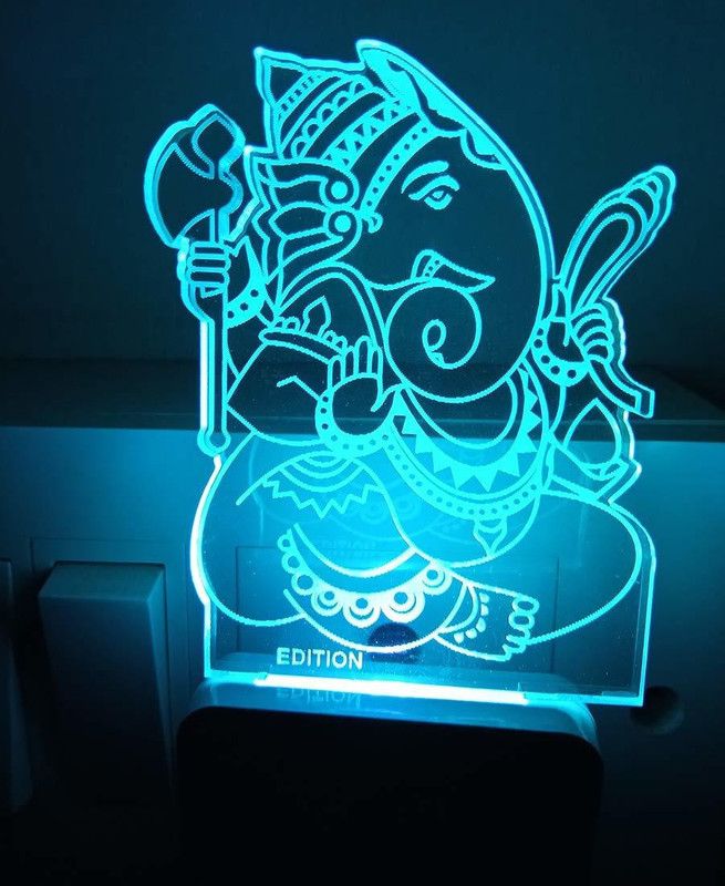 UNICEPT LORD GANESHA 3D illusion Designe Extremely Night Lamp With 7 Color Changing lights or Gift,for Bedroom,livingroom (Small Size-10cm,Multicolor) Night Lamp  (12 cm, Multicolor)