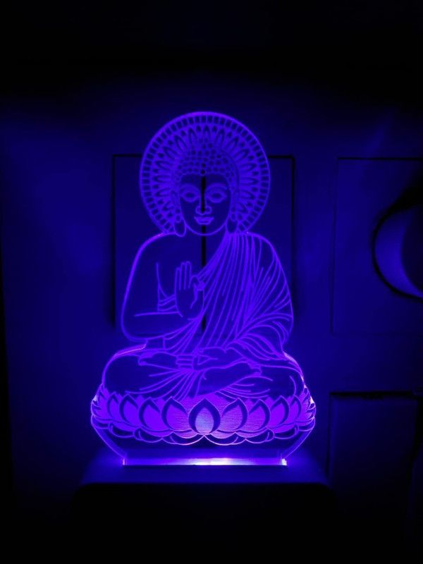 FaroShine Gautam Buddha_3D illusion Night Lamp is Extremely Cool and 3D illusion design Night Lamp  (11 cm, White, Clear)
