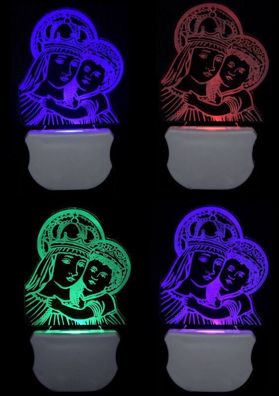 Mitansh The Mother Mary 3D illusion Led Night Lamp comes with 7 Multicolor lighting effect Suitable for Room,Drawing Room,Lobby (Pack of 4) Night Lamp  (12 cm, Multicolor)