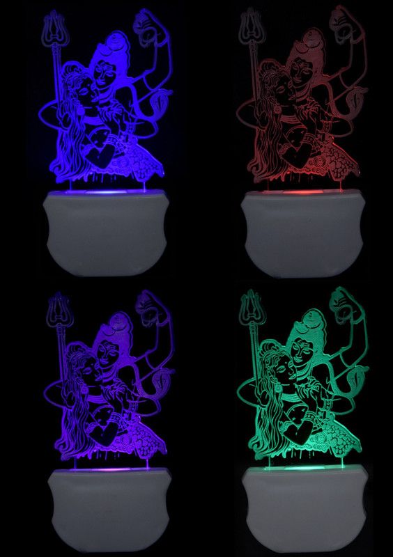 Gojeeva The Lord Shiv Parvati 3D illusion Night Lamp Night Lamp  (12 cm, White)