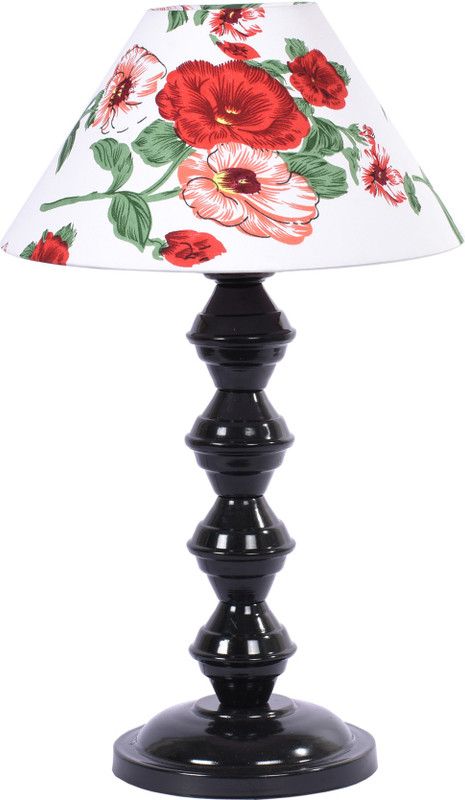 foziq Multicolour Fabric Shade With Black Metal Base Table Lamp  (40 cm, Multicolor)