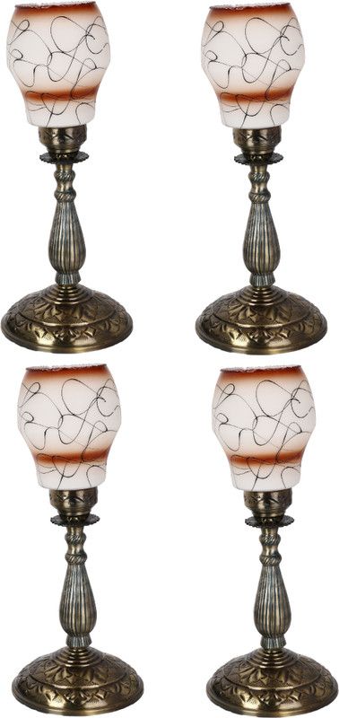 AFAST New Designer Bed Corner & Central Table Lamp With Colorful Decorative Glass And Royal Look High Quality Stand nx91 Table Lamp  (56.5 cm, White, Gold)