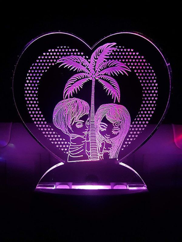 A Singh The Three couple 3D Illusion Night Lamp Comes with 7 Multicolor and 3D Illusion Design Suitable for Room,Drawing Room,Lobby Night Lamp  (12 cm, Clear)