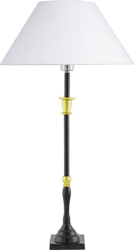 Homesake Classic Imperial Black Golden Candlestick Table Lamp, White Cone Shade Table Lamp  (70 cm, Black)