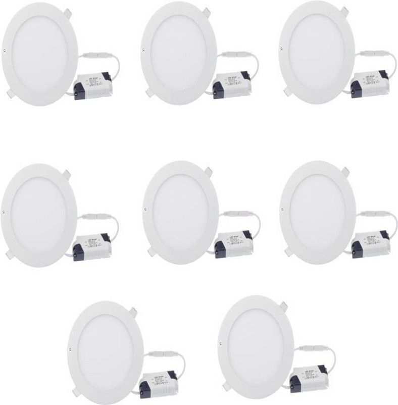 Online Generation Pack of 8 - Panel light 6 Watt Round,Connecting wire, Driver Recessed Ceiling Lamp  (White)