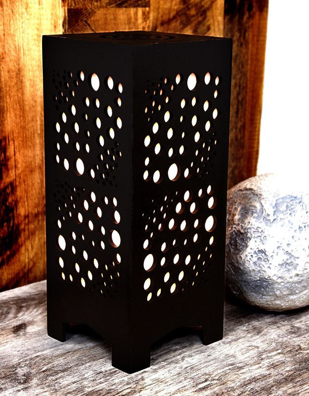 Vaishnav Traders Wooden Led Table Lamp With Creative Design Table Lamp  (25.5 cm, Black)