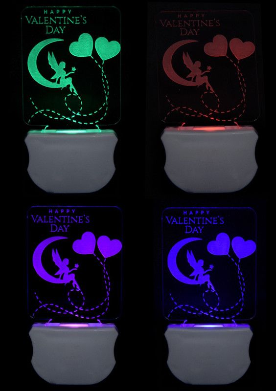 Sanvi Creations The Valentine Wish 3D illusion Led Night Lamp comes with 7 Multicolor lighting effect Suitable for Room,Drawing Room,Lobby (Pack of 4) Night Lamp  (12 cm, Multicolor)