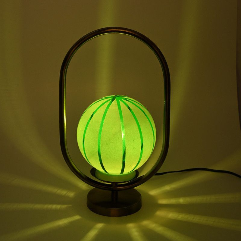 AFAST Home Decorative Stylish Table/Night Lamp, Oval, LED Compatible Table Lamp  (34 cm, Grey, Green)