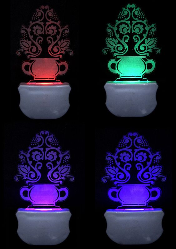 The Flower Pot 3D illusion Led Night Lamp comes with 7 Multicolor (Pack of 4) Night Lamp  (12 cm, Multicolor)