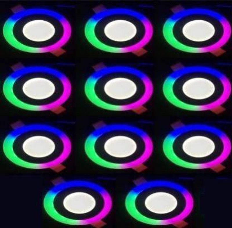 Ogee 6 watt (3+3) LED Round Panel Light Ceiling POP Down Indoor Light LED 3D Effect Lighting Recessed Ceiling Lamp  (Multicolor, White)