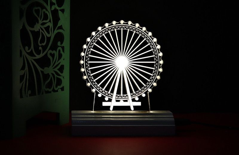 Zulka Get Your Traditions ZU_3D Giant Wheel (wb4) 39 Table Lamp  (17 cm, White)