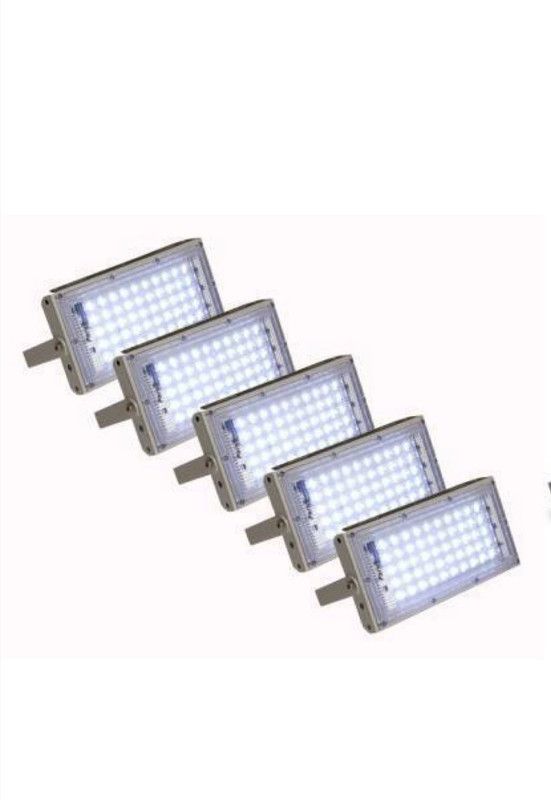 REGARDS Water Resistant 50 watt Ultra Slim LED Flood Outdoor Light IP66 Cool White waterproof- 50 watt LED-Pack of 5 Flood Light Outdoor Lamp  (White)