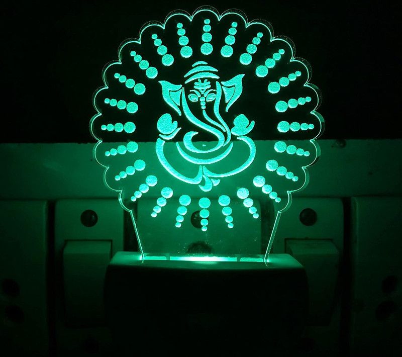 Mitansh The Shri Ganesh 3D Illusion Night Lamp Comes with 7 Multicolor and 3D Illusion Design Suitable for Room,Drawing Room,Lobby Night Lamp  (12 cm, Multicolor)