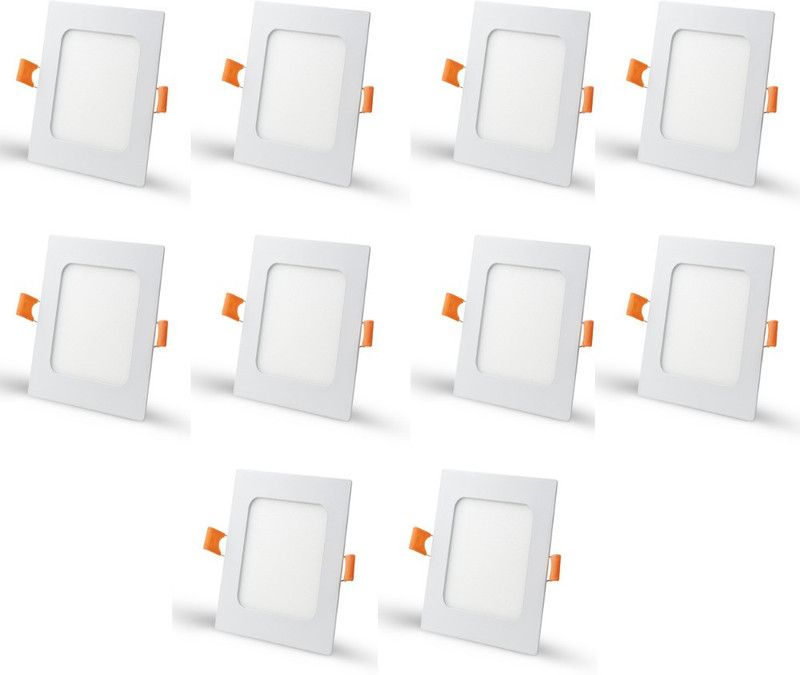 D'Mak 8 Watt Ultra Slim White Led Super Bright Panel Light Square Shape Conceal POP Light (Pack of 10) Recessed Ceiling Lamp  (White)